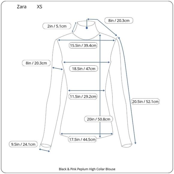 Zara Black & Pink Floral Mock Neck Peplum Blouse XS - Picture 16 of 16